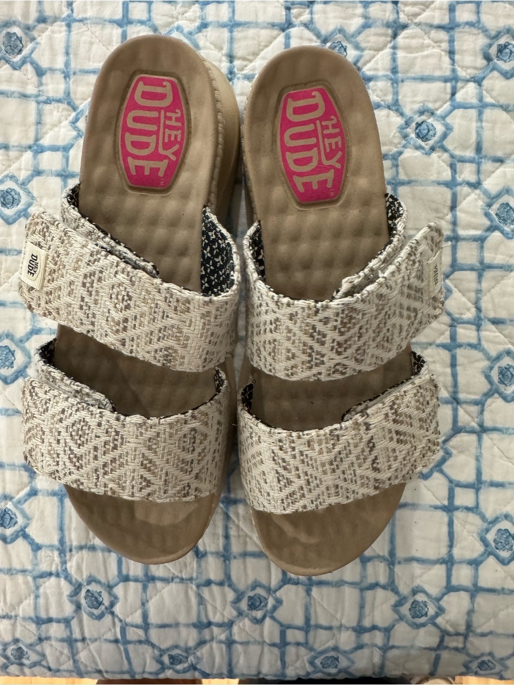 Hey Dude Tan/Multi Patterned Slip-On Sandals - Picture 2 of 5